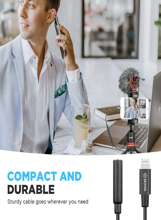 BOYA by-K3 Female 3.5mm TRRS to Lightning Adapter Cable,Short iPhone Aux Adapter Compatible with Wireless Microphone/Headphone/iPhone/iPad - Image 5