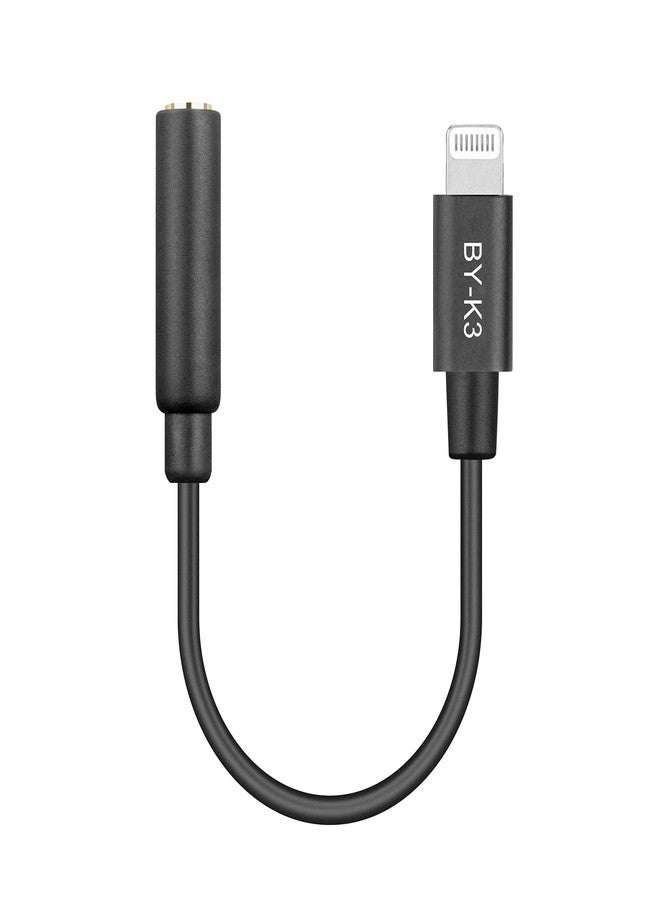 BOYA by-K3 Female 3.5mm TRRS to Lightning Adapter Cable,Short iPhone Aux Adapter Compatible with Wireless Microphone/Headphone/iPhone/iPad - Image 1