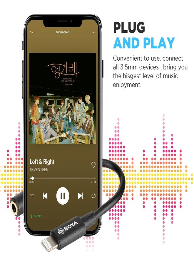 BOYA by-K3 Female 3.5mm TRRS to Lightning Adapter Cable,Short iPhone Aux Adapter Compatible with Wireless Microphone/Headphone/iPhone/iPad - Image 3