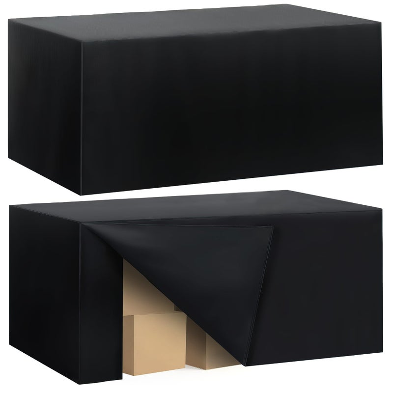 Ascoza 2 Pack Fitted Tablecloth for 8 Foot Rectangle Tables 96 x 30 Inch Black Table Covers Water Resistant Polyester Table Cloth for Wedding, Parties,Display, Trade Show (Black) - Image 1