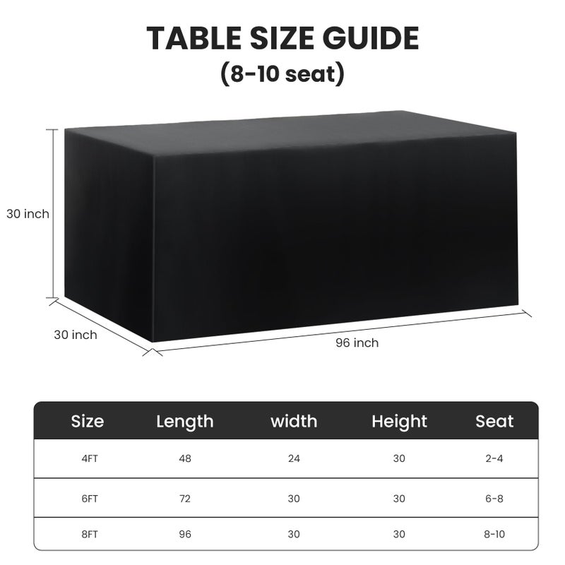 Ascoza 2 Pack Fitted Tablecloth for 8 Foot Rectangle Tables 96 x 30 Inch Black Table Covers Water Resistant Polyester Table Cloth for Wedding, Parties,Display, Trade Show (Black) - Image 2