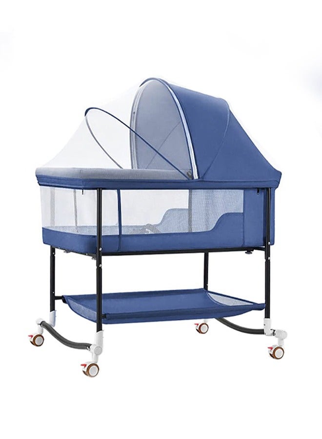 إزدنك سرير أطفال 5 في 1 سرير للنوم بجانب السرير سرير أطفال محمول مع عجلات وطاولة رعاية الطفل وارتفاع قابل للتعديل ومرتبة مريحة وسلة تخزين كبيرة متضمنة - Image 1