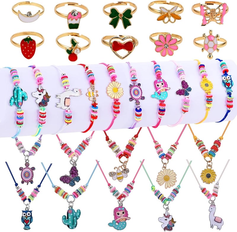Faburo 30pcs Kids Jewelry for Girls 10 Necklaces 10 Rings 10 Bracelets Little Girls Jewelry Kids Unicorn Necklace Rings for girls Kid Bracelets Necklace Birthday Gift Age 2 4 6 8 - Image 4