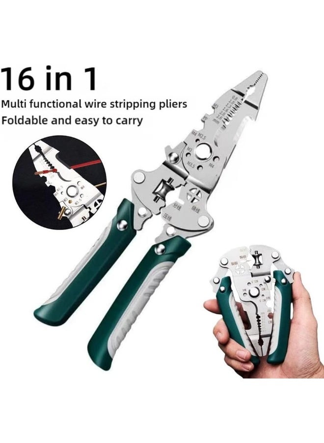 Poaker Foldable Wire Stripper And Crimper Multi-Functional Cable Cutter Pliers For Electricians  - Image 3