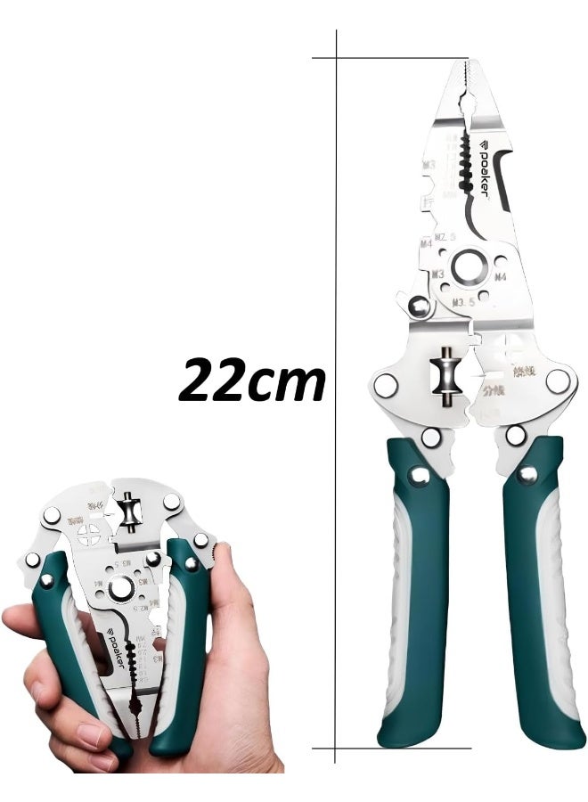 Poaker Foldable Wire Stripper And Crimper Multi-Functional Cable Cutter Pliers For Electricians  - Image 2