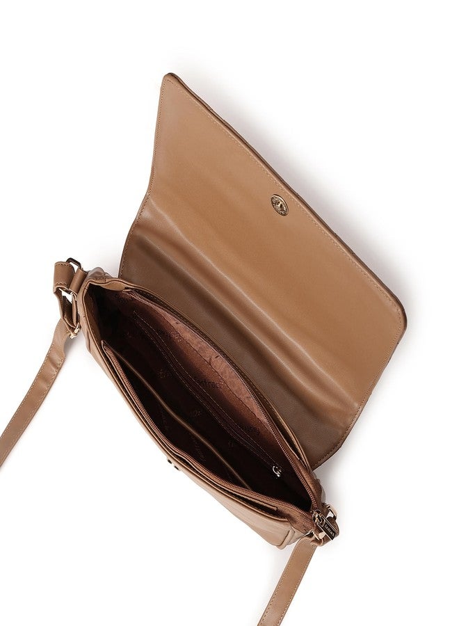 Fastrack Quilted Messenger Bag for Women, Girls and Ladies | Ladies Purse Handbag Tan - Image 5