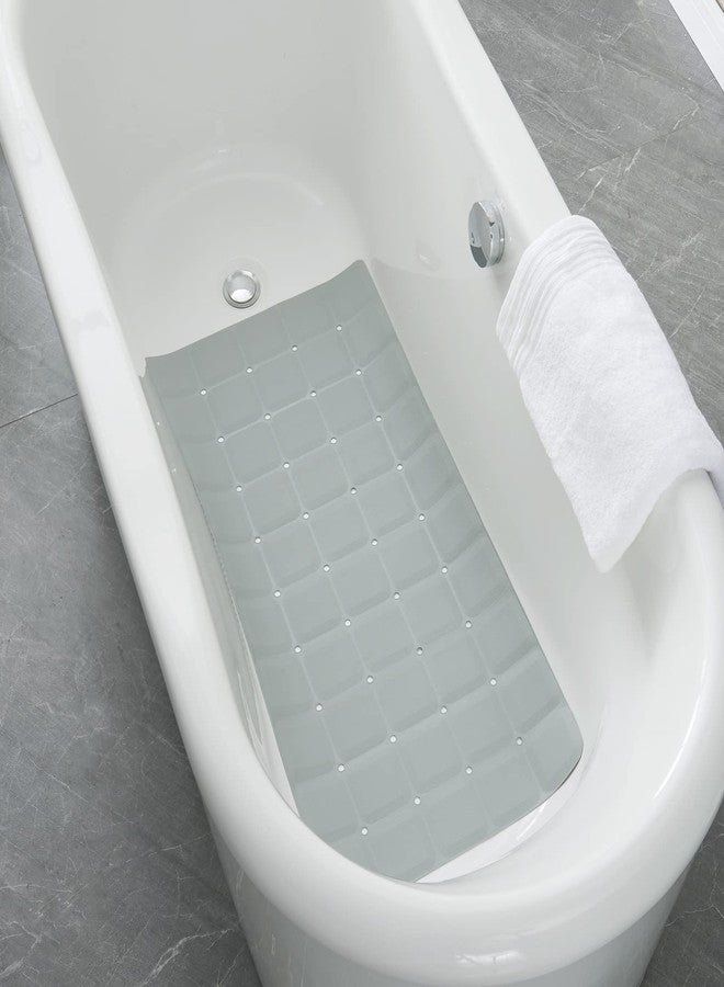 Webos Foldable Silicone Bathtub Mat: Jumbo Size Heavy Duty Safety Bath Mat for Tub Without Suction Cups Non Slip Bath & Shower Mat for Textured, Reglazed, Refinished Tub (Grey, 35.8 x 17.7) - Image 5