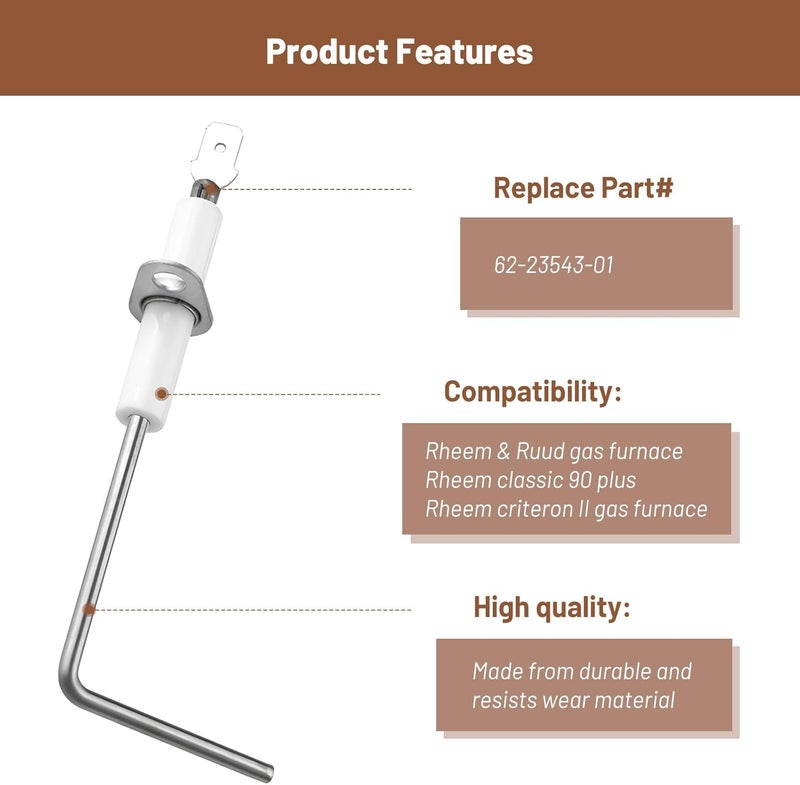 IDEASURE Flame Sensor Fit for Rheem Furnace - Flame Sensor Igniter Sensing Rod Fit for Rheem & Ruud Gas Furnace Heater, Replaces 62-23543-01, 4 Pack - Image 3