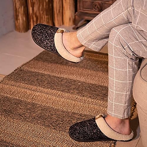 ULTRAIDEAS Mens Warm Fuzzy Slip On Slippers Sherpa Lined House Shoes with Memory Foam for Indoor Outdoor Mens Gifts for Winter Upgrade Brown Size 1112 - Image 3
