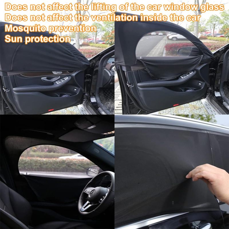 Car Window Shade 4pcs Black: Seamless Zipper Quick Privacy Transition - Breathable UV-blocking Mesh - Universal Spandex Stretch for SUV, Car Camping, Road Trips, Daily Driving Privacy - Image 5