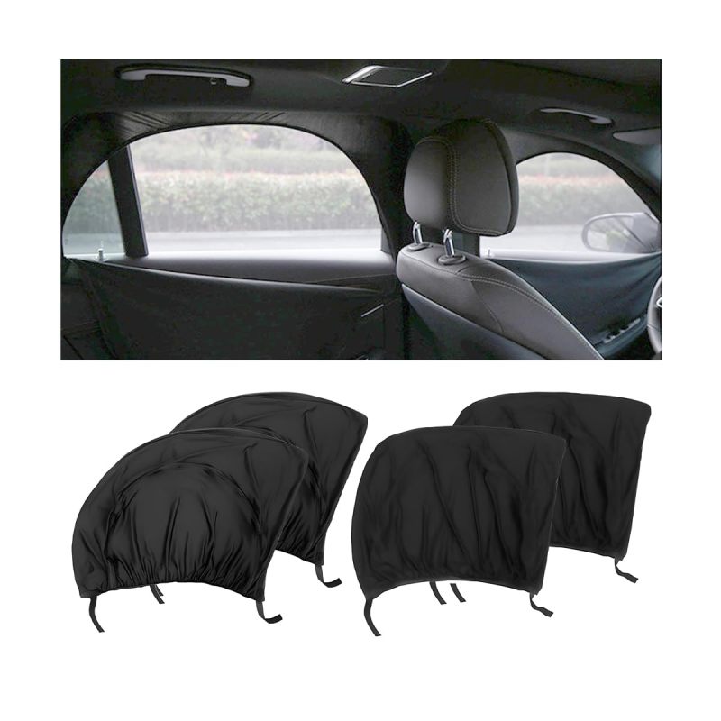 Car Window Shade 4pcs Black: Seamless Zipper Quick Privacy Transition - Breathable UV-blocking Mesh - Universal Spandex Stretch for SUV, Car Camping, Road Trips, Daily Driving Privacy - Image 1