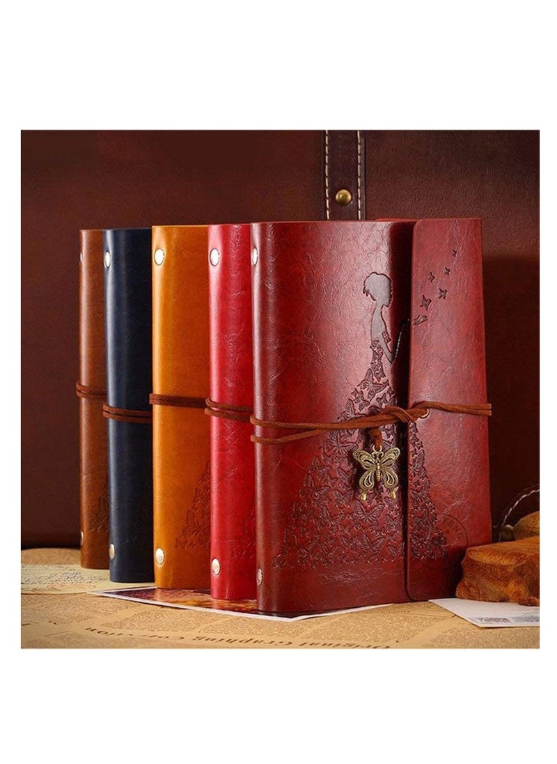 Excefore - Leather Journal Notebook Diary Kraft Paper Vintage Spiral Bound Notebook Refillable Sketchbook Travel Journal to Write Blank Pages Souvenir Suitable As Gifts for Girls - Image 1