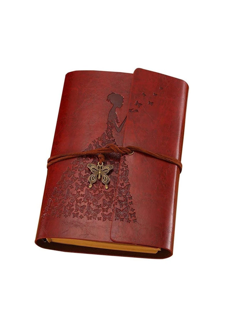 Excefore - Leather Journal Notebook Diary Kraft Paper Vintage Spiral Bound Notebook Refillable Sketchbook Travel Journal to Write Blank Pages Souvenir Suitable As Gifts for Girls - Image 1