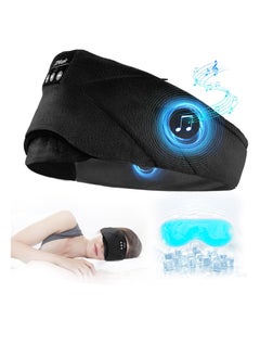 Sleep Headphones Upgraded Bluetooth 5.2 Sleep Mask for Side Sleepers with 24 White Noise Block Out Light Cool Warm Therapy Easy to Use Service Time 15 hours for Insomnia Travel Black