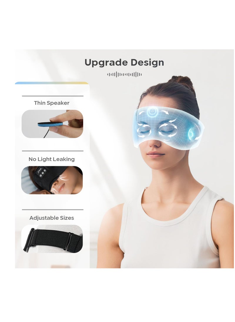 SYOSI - Sleep Headphones Upgraded Bluetooth 5.2 Sleep Mask for Side Sleepers with 24 White Noise Block Out Light Cool Warm Therapy Easy to Use Service Time 15 hours for Insomnia Travel Black - Image 1