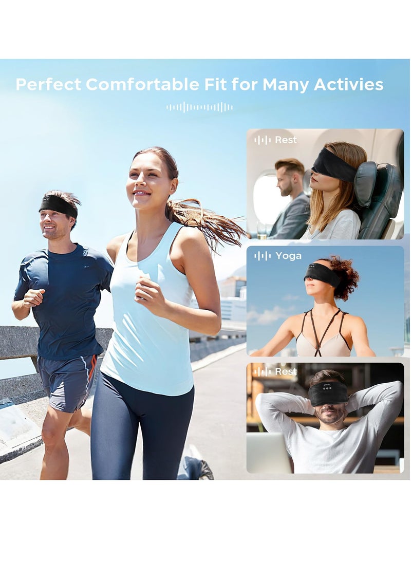 SYOSI - Sleep Headphones Upgraded Bluetooth 5.2 Sleep Mask for Side Sleepers with 24 White Noise Block Out Light Cool Warm Therapy Easy to Use Service Time 15 hours for Insomnia Travel Black - Image 1