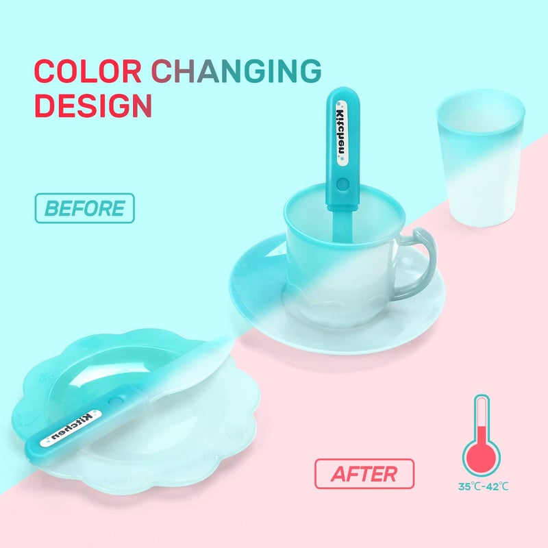 CUTE STONE Play Kitchen Sink Toys with Upgraded Real Faucet, Play Cooking Stove, Cookware Pot and Pan,Play Food, Color Changing Dishes Accessories for Boys Girls Toddlers - Image 5