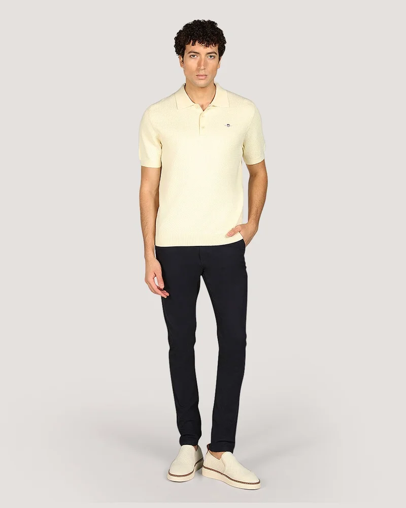 GANT Textured Cotton Short Sleeve Polo Sweater