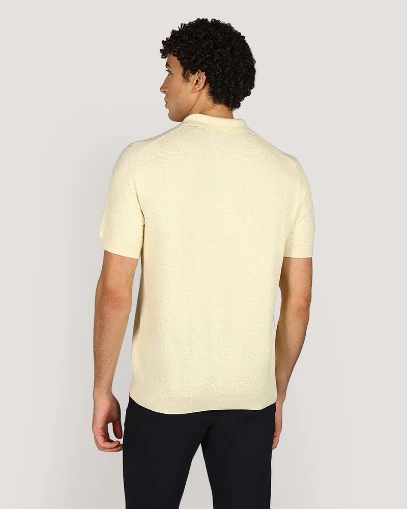 GANT  Textured Cotton Short Sleeve Polo Sweater for Men | Best Price UAE