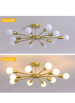 GEADI Modern Sputnik Chandelier Gold Mid Century Island Pendant Light Fixture 10 Light Ceiling Chandeliers for Kitchen Dining Room Bedrooms  - Image 4