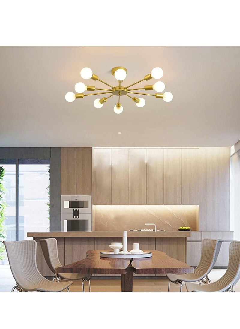 GEADI - Modern Sputnik Chandelier Gold Mid Century Island Pendant Light Fixture 10 Light Ceiling Chandeliers for Kitchen Dining Room Bedrooms - Image 1