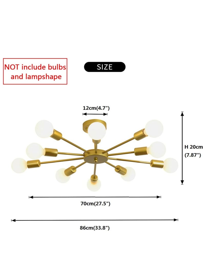 GEADI Modern Sputnik Chandelier Gold Mid Century Island Pendant Light Fixture 10 Light Ceiling Chandeliers for Kitchen Dining Room Bedrooms  - Image 2