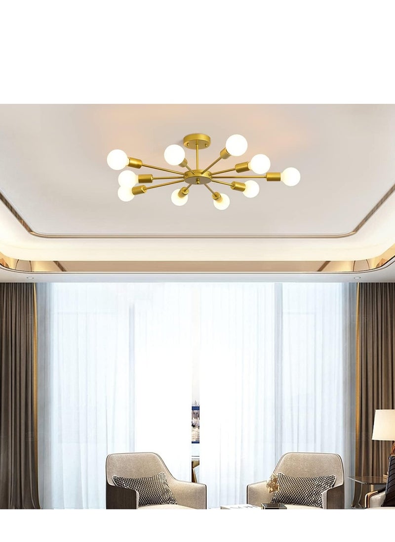 GEADI - Modern Sputnik Chandelier Gold Mid Century Island Pendant Light Fixture 10 Light Ceiling Chandeliers for Kitchen Dining Room Bedrooms - Image 1