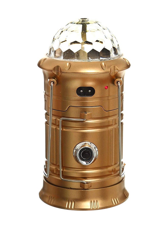Sh-5802 Rechargeable 3 In 1 Rotating Magic Effect Ball Portable Camping Outdoor LED And Lantern Light Torch - Gold 