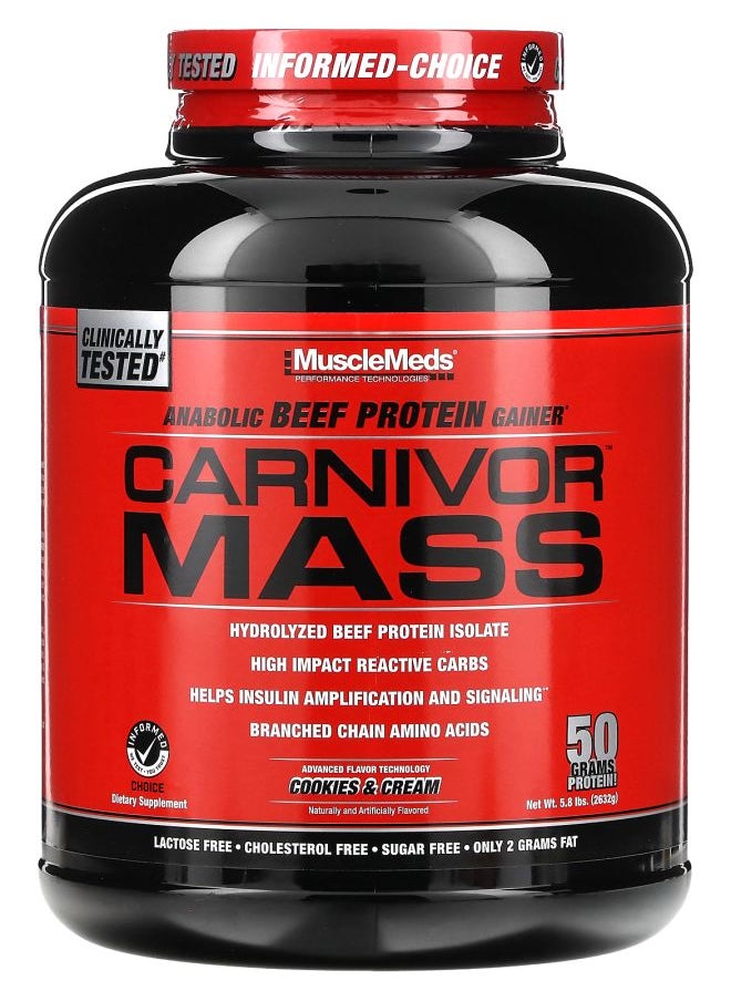 MUSCLEMEDS Carnivor Mass Anabolic Beef Protein Gainer Cookies & Cream 5.8 lbs (2632 g) 