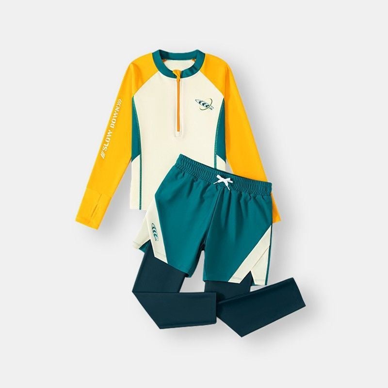 Medium And Large Children'S Slim Long-Sleeved Split Swimsuit Set Super Fairy Hollow Kindergarten Summer Sports Swimsuit Three-Piece Set - Image 2