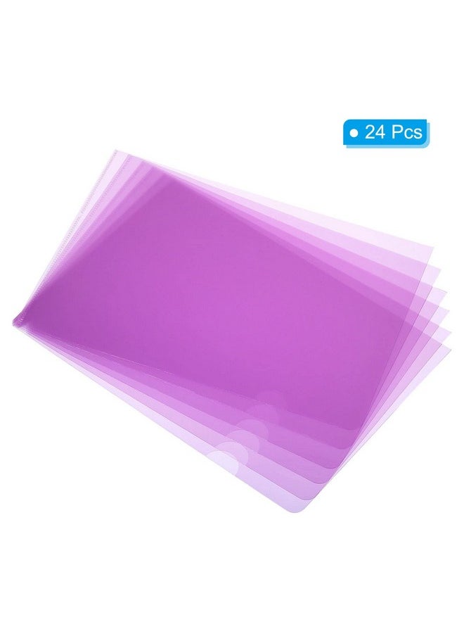 PATIKIL - L Type Folders 24 Pack A4 Plastic Clear Document Folder File Jacket Sleeves Project Pockets, Purple - Image 1