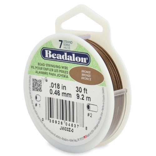 Beadalon 7 Strand Stainless Steel Bead Stringing Wire, 0.018 in / 0.46 mm, Bronze, 30 ft / 9.2 m - Image 1