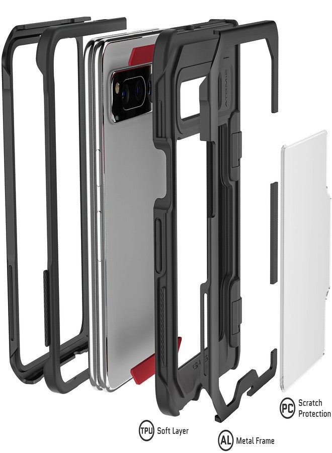 جوستك جراب Ghostek ATOMIC النحيف لهاتف Google Pixel Fold، شفاف مع مصد معدني من الألومنيوم، يوفر حماية كاملة للمفصل، غطاء هاتف متين للغاية ومقاوم للصدمات، مصمم لهاتف Google Pixel Fold 2023 (7.6 بوصة) (أسود). - Image 5