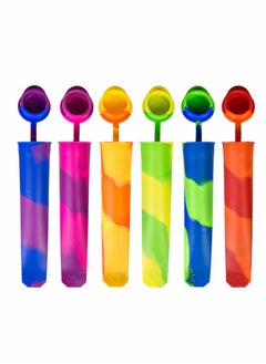 Silicone Popsicles Molds, Reusable Baby Multi-Colored Ice Pop Molds DIY Frozen Popsicle Maker with Lid 6 Pcs