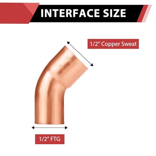 EFIELD 10Pack EFIELD 12 FTG x Copper Short Radius 45 Street Elbow Copper Fitting 12x12COPPER026 - Image 3
