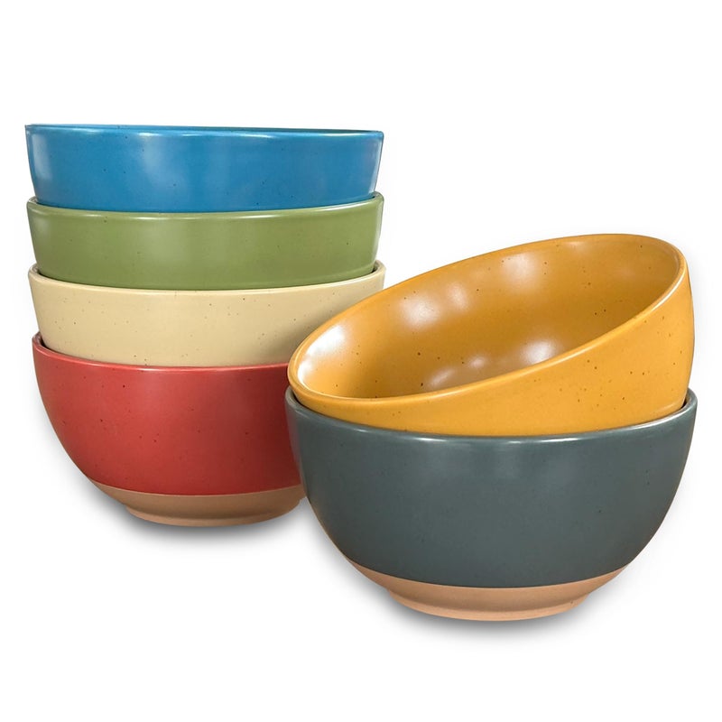 Mora Ceramic Small Dessert Bowls - 16oz  Set of 6 - Microwave  Oven and Dishwasher Safe  For Rice  Ice Cream  Soup  Snack  Cereal  Chili  Side Dishes etc - Microwavable Kitchen Bowl  Assorted Neutrals - Image 1