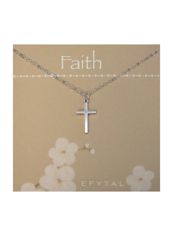 EFYTAL Sterling Silver Cross Necklace on Faith Card, First Communion Gift, Simple Confirmation Gifts for Religious Girl, Quinceañera Present - Image 1