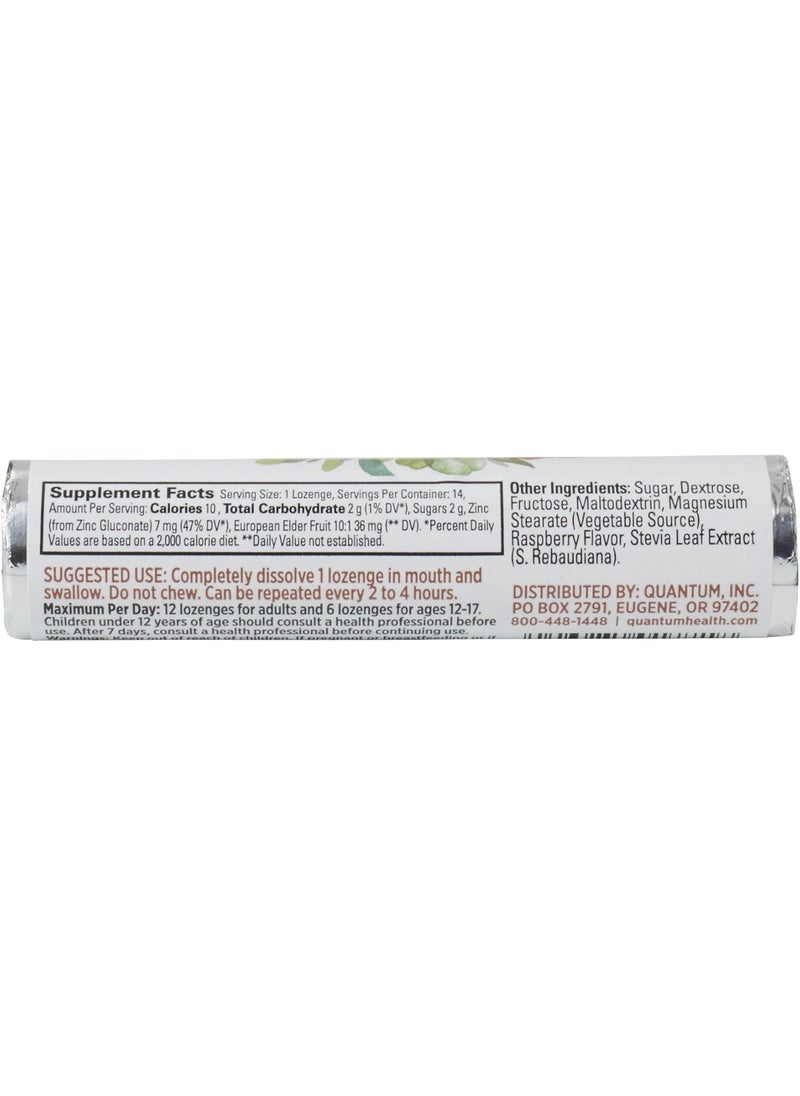 Quantum Quantum Health TheraZinc Elderberry Roll Raspberry Lozenges Made with Zinc Gluconate for Immune Support 14 Count  - Image 2