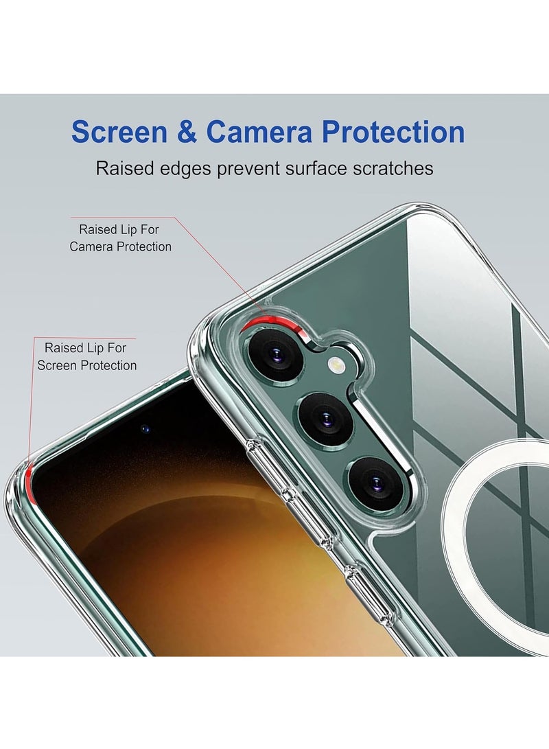 ليدين جراب مغناطيسي لهاتف Samsung Galaxy S23 FE متوافق مع الشحن اللاسلكي MagSafe، غطاء ممتص للصدمات للهاتف، ظهر شفاف مضاد للخدش (شفاف) - Image 4