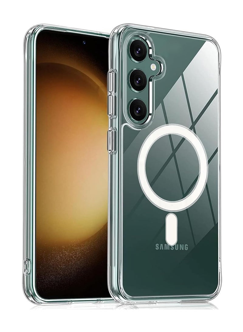 ليدين جراب مغناطيسي لهاتف Samsung Galaxy S23 FE متوافق مع الشحن اللاسلكي MagSafe، غطاء ممتص للصدمات للهاتف، ظهر شفاف مضاد للخدش (شفاف) - Image 1