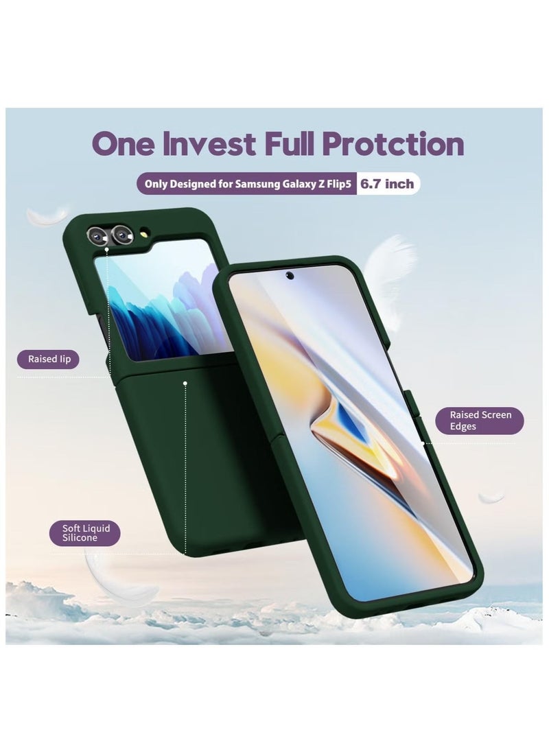 ELTRAZONE Liquid Silicone Case for Samsung Galaxy Z Flip6 5G – Slim, Soft Gel Rubber, Ultra Thin Protective Cover for Women, Silky Touch, Anti-Scratch & Shockproof, Dark Green - Image 2