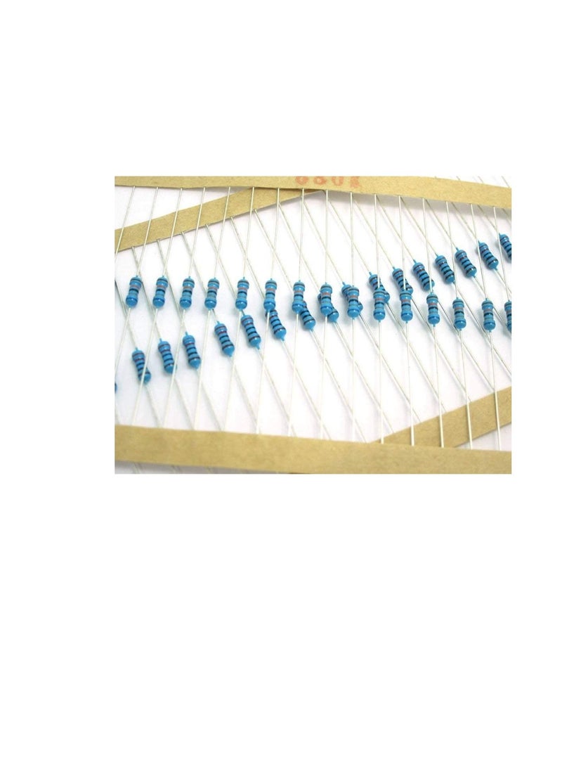 1/4W Metal Film Resistor, 5 Colour Ring Band 1% Ω Ohms Tolerance, For Electrical DIY Pack of 50 (1/4W 20KΩ (20000ohms))  - Image 1