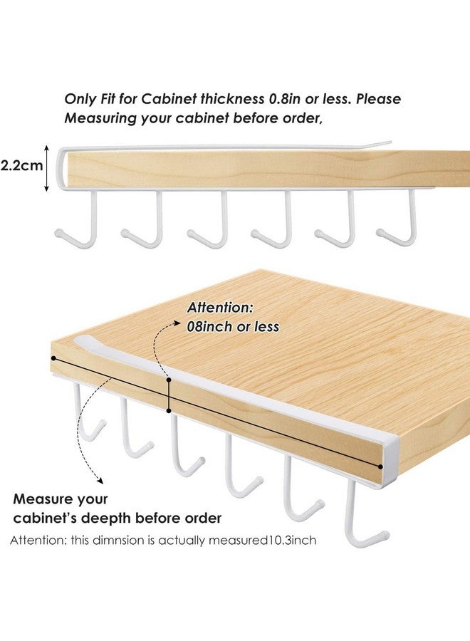 FORKLS Stainless Steel 6 Hook Under Shelf Cabinet Rack for Coffee Cup, Mug, Wine Glass, Tie Hooks, Keys Hooks, Hanging Belts Scarf Organizer Kitchen Utensils Holder Rack (White, Pack of 4) - Image 5