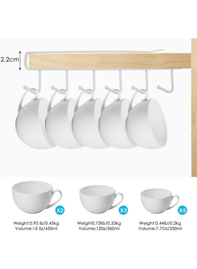 FORKLS Stainless Steel 6 Hook Under Shelf Cabinet Rack for Coffee Cup, Mug, Wine Glass, Tie Hooks, Keys Hooks, Hanging Belts Scarf Organizer Kitchen Utensils Holder Rack (White, Pack of 4) - Image 4