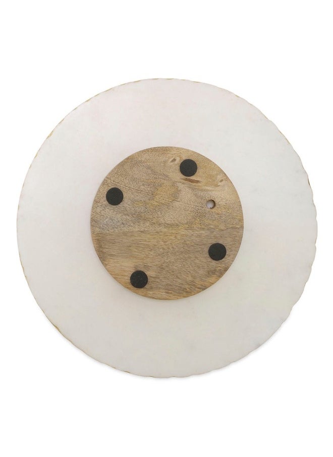 homes r us - Luxeware Lazy Susan, White & Gold - 18 Cm - Image 1