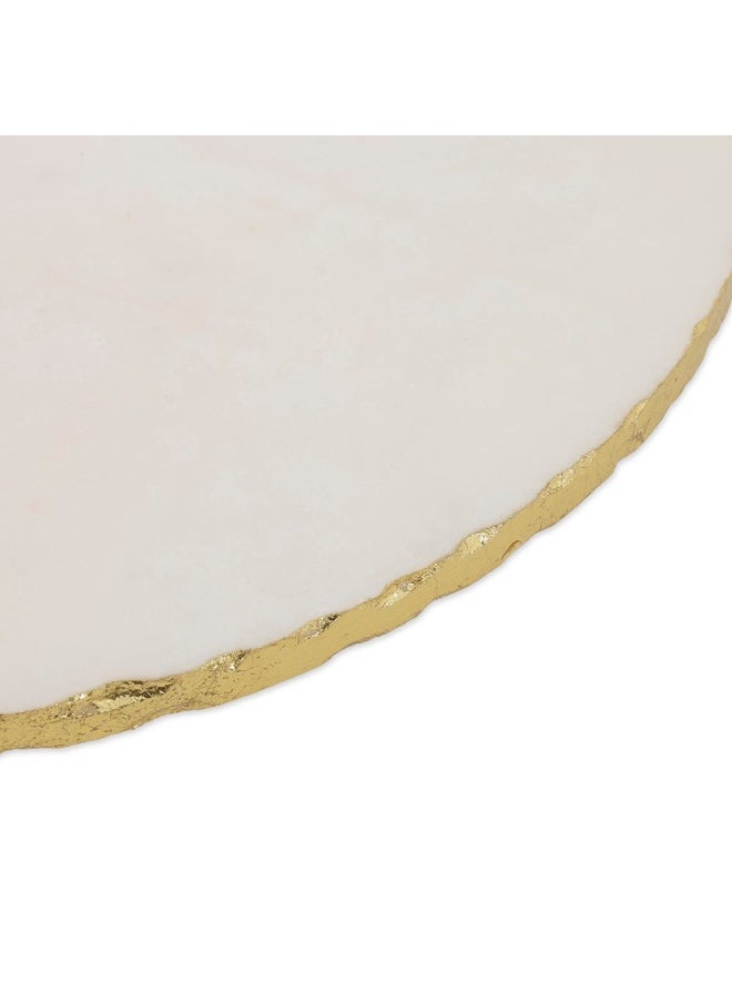 homes r us - Luxeware Lazy Susan, White & Gold - 18 Cm - Image 1
