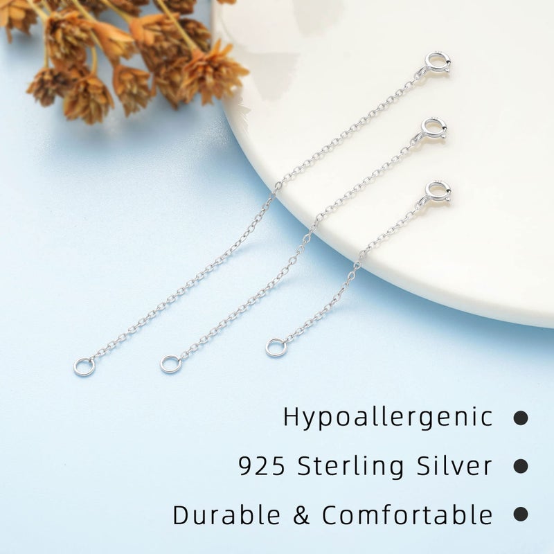 VANBARIS 925 Sterling Silver Necklace Extender Sterling Silver Necklace Chain Extenders for Women Chain Bracelet Anklet Jewelry Extension for Necklaces, 3 Piece Set (2, 3, 4 Inches) - Image 5