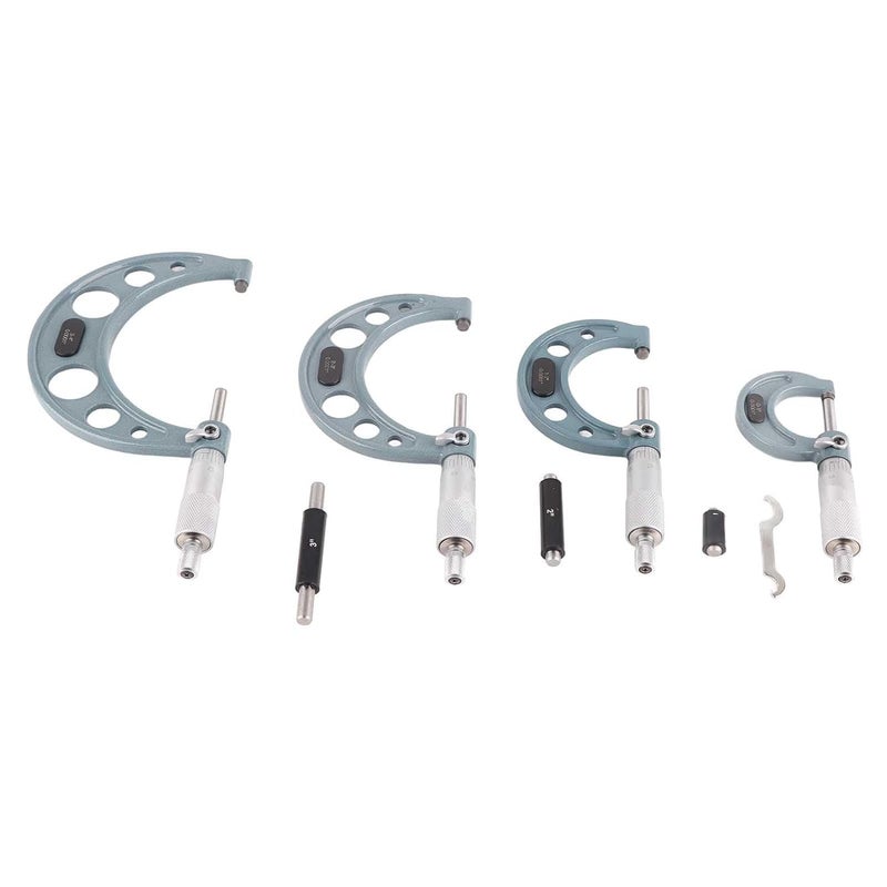 Micrometer Measuring Tool, Outside Micrometer 4Pcs 0‑4in Imperial Micrometer Outside Diameter Measuring Tools for Machinists Outside Micrometer Set Measurement Tool with Wrench - Image 1