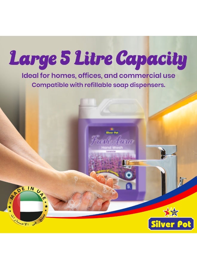 Silver Pot Fresh Lavender Hand Wash Liquid Soap 20 Litres – (4 x 5 Litres) Gentle on Hands - Removes Oil, Grease & Odor - Germ Protection Hand Soap - Fresh Lavender Fragrance - Image 3