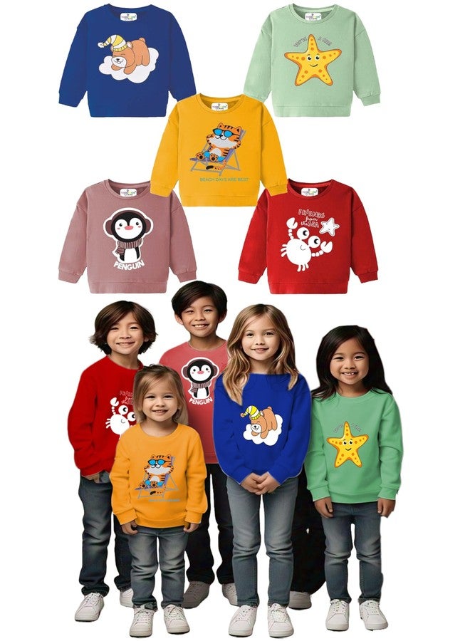 Toddylon Baby Tshirts Full Sleeves Regular Fit Unisex T-Shirt Round Neck Pullover Sweatshirt | Cotton Tees | Printed Top (Tshirts Only) (Pack of 5, 2-3 Years) - Image 1